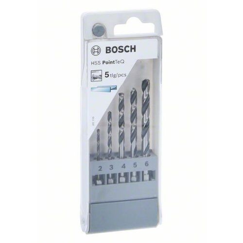  HSS PointTeQ Spiralbohrer-Sets mit Sechskantschaft Bosch 5-tlg. HSS PointTeQ Sechskantbohrer-Set in Theken-Display, 2–6 mm, für Dreh- und Schlagbohrer 12372107