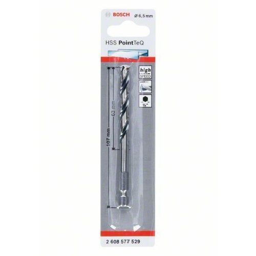  HSS PointTeQ Spiralbohrer mit Sechskantschaft Bosch HSS PointTeQ Sechskantbohrer 6,5 mm, für Dreh- und Schlagbohrer 12371927