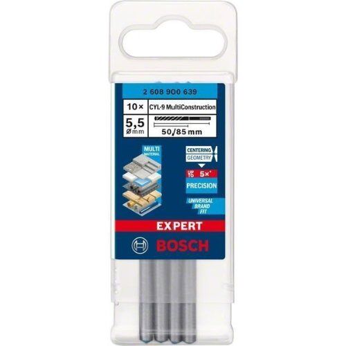  EXPERT CYL-9 MultiConstruction Bohrer Bosch EXPERT CYL-9 MultiConstruction Bohrer 5,5 x 50 x 85 mm, 10‑teilig, für Dreh- und Schlagbohrer 12372160