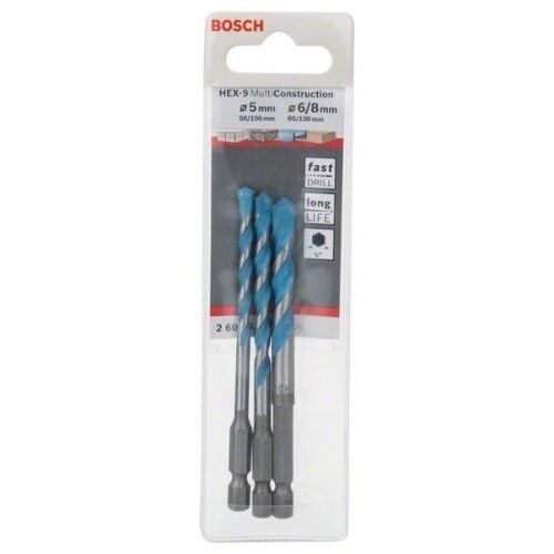  HEX-9 MultiConstruction-Bohrer-Sets Bosch 3-tlg. Mehrzweckbohrer-Set HEX-9 MultiConstruction, 5/6/8 mm, für Dreh- und Schlagbohrer 12372238