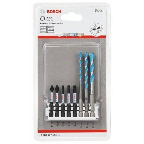  Bohrer-Sets HEX-9 MultiConstruction und Impact Power Bit Mixed Sets Bosch Hex-9 MultiConstruction, 5/6/8 mm; Impact Power-Bit, 50 mm PH2, PZ2, T20, T25, T30, für Schlagschrauber 12372249