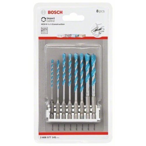  HEX-9 MultiConstruction-Bohrer-Sets Bosch Hex-9 MultiConstruction Pick and Click-Set, 8-tlg., 3–8 mm, für Dreh- und Schlagbohrer 12372235