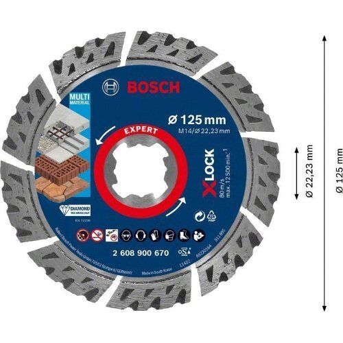  EXPERT MultiMaterial X-LOCK Diamanttrennscheiben Bosch EXPERT MultiMaterial X-LOCK Diamanttrennscheiben, 125 x 22,23 x 2,4 x 12 mm, für kleine Winkelschleifer 12369867