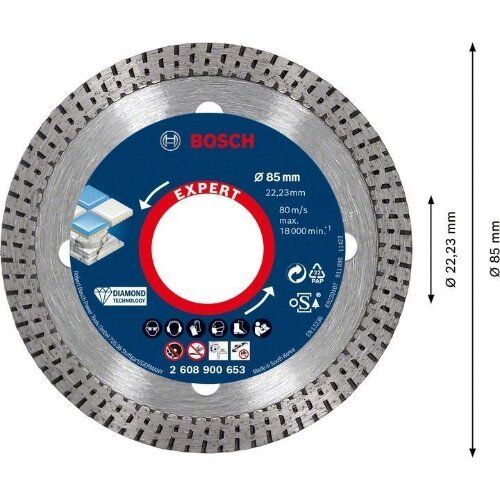  EXPERT HardCeramic Diamanttrennscheiben Bosch EXPERT HardCeramic Diamanttrennscheiben, 85 x 22.23 x 1,6 x 7 mm, für kleine Winkelschleifer 12369863