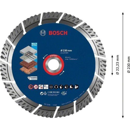  EXPERT MultiMaterial Diamanttrennscheiben Bosch EXPERT MultiMaterial Diamanttrennscheiben, 230 x 22,23 x 2,4 x 15 mm, für große Winkelschleifer mit Spannmutter 12369852