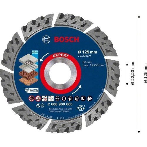  EXPERT MultiMaterial Diamanttrennscheiben Bosch EXPERT MultiMaterial Diamanttrennscheiben, 125 x 22,23 x 2,2 x 12 mm, für kleine Winkelschleifer 12369855
