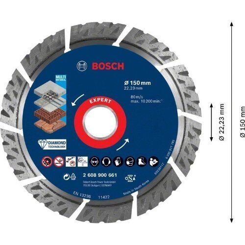  EXPERT MultiMaterial Diamanttrennscheiben Bosch EXPERT MultiMaterial Diamanttrennscheiben, 150 x 22,23 x 2,4 x 12 mm, für große Winkelschleifer mit Spannmutter 12369856