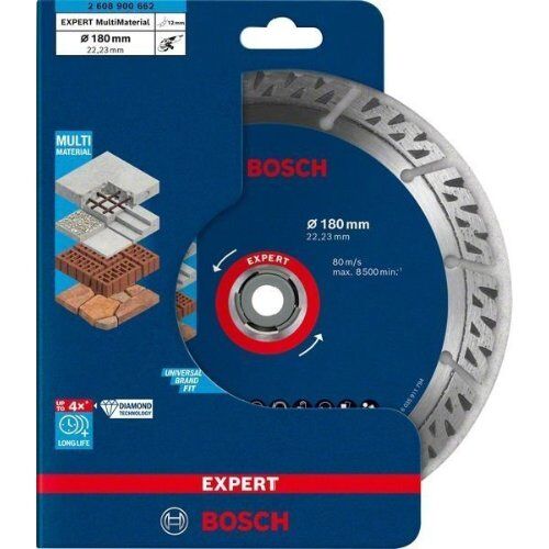  EXPERT MultiMaterial Diamanttrennscheiben Bosch EXPERT MultiMaterial Diamanttrennscheiben, 180 x 22,23 x 2,4 x 12 mm, für große Winkelschleifer mit Spannmutter 12369851