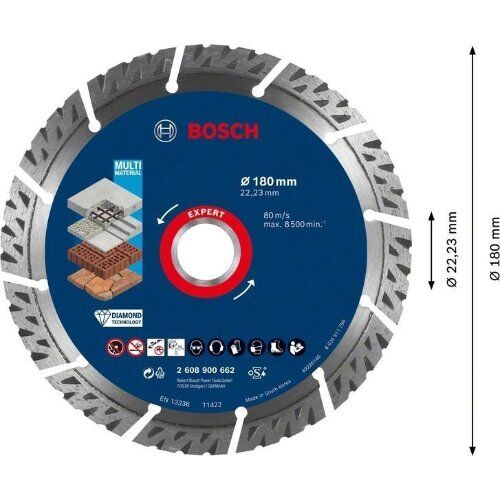  EXPERT MultiMaterial Diamanttrennscheiben Bosch EXPERT MultiMaterial Diamanttrennscheiben, 180 x 22,23 x 2,4 x 12 mm, für große Winkelschleifer mit Spannmutter 12369851