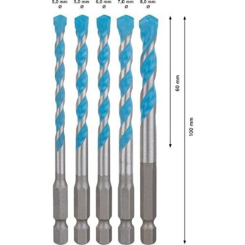  EXPERT HEX-9 MultiConstruction Bohrer-Sets Bosch EXPERT HEX-9 MultiConstruction Bohrer-Set, 5,5/6/6/7/8 mm, 5-tlg., für Dreh- und Schlagbohrer 12372234