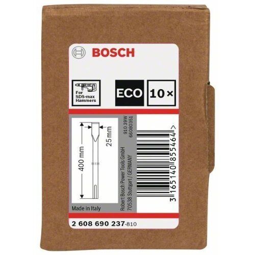  Flachmeißel mit SDS max Schaft für Beton und Ziegel für Abrissarbeiten Bosch SDS-max Flat 400 mm 10pcs set, für Bohrhämmer 12372420