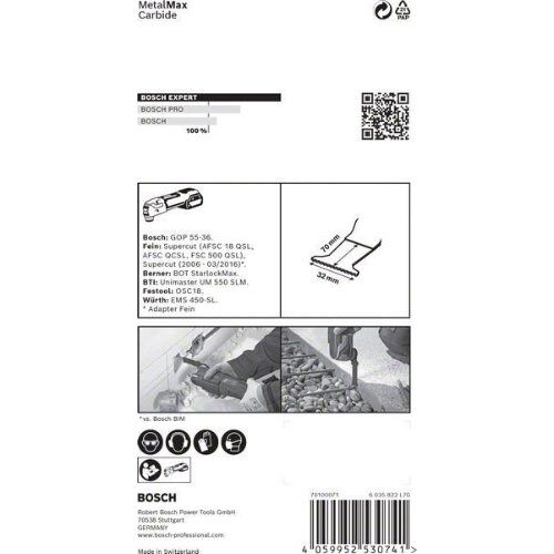 Zubehör für Multifunktionswerkzeuge EXPERT MetalMax MAII 32 AIT Tauchsägeblätter Bosch EXPERT MetalMax MAII 32 AIT Blatt für Multifunktionswerkzeuge, 70 x 32 mm, für oszillierende Multifunktionswerkzeuge 12372651