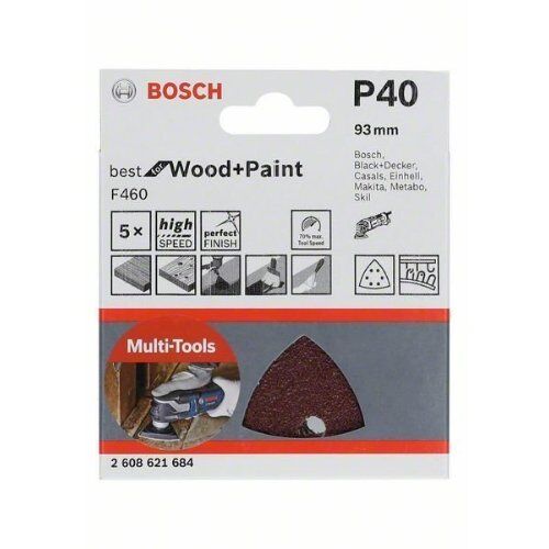 Für Deltaschleifer, Multifunktionswerkzeuge und Multischleifer F460 Best for Wood and Paint Schleifpapier für Multifunktionswerkzeuge Bosch Schleifblatt F460 BfWP, G40, 93 mm, für oszillierende Multifunktionswerkzeuge 12372781
