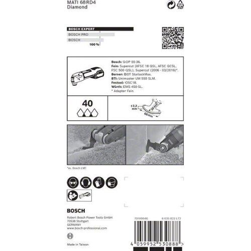  EXPERT MATI 68 RD4 Eckblätter Bosch EXPERT Corner Blade MATI 68 RD4 Blatt für Multifunktionswerkzeuge, 68 x 30 mm, für oszillierende Multifunktionswerkzeuge 12372818