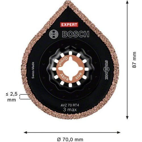  EXPERT 3 max AVZ 70 RT4 Platten zum Entfernen von Fugen Bosch EXPERT 3 max AVZ 70 RT4 Platte zum Entfernen von Fugen für Multifunktionswerkzeuge, 70 mm, für oszillierende Multifunktionswerkzeuge 12372816