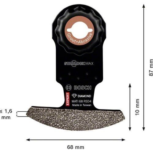  EXPERT MATI 68 RSD4 Eckblätter Bosch EXPERT Corner Blade MATI 68 RSD4 Blatt für Multifunktionswerkzeuge, 68 x 10 mm, für oszillierende Multifunktionswerkzeuge 12372820