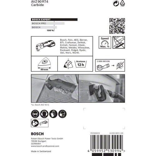  EXPERT AVZ 90 RT4 Schleifplatten Bosch EXPERT Sanding Plate AVZ 90 RT4 Blatt für Multifunktionswerkzeuge, 90 mm, für oszillierende Multifunktionswerkzeuge 12372776