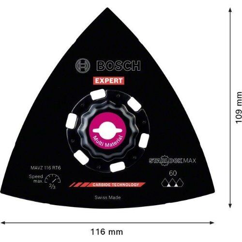  EXPERT MAVZ 116 RT6 Schleifplatten Bosch EXPERT Sanding Plate MAVZ 116 RT6 Blatt für Multifunktionswerkzeuge, 116 mm, für oszillierende Multifunktionswerkzeuge 12372772