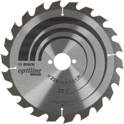  Kreissägeblätter Optiline Wood für Tischsägen Bosch Optiline Wood Kreissägeblatt 216 x 2,6/1,6 x 30, 22 Zähne, für Tischsägen 12373354