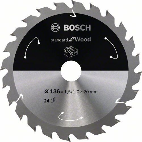  Kreissägeblätter Standard for Wood für Akku-Handkreissägen Bosch Kreissägeblatt für Akkusägen Standard for Wood, 136 x 1,5/1 x 20, 24 Zähne, für Handkreissägen 12373240