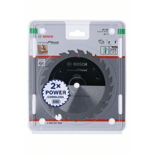  Kreissägeblätter Standard for Wood für Akku-Handkreissägen Bosch Kreissägeblatt für Akkusägen Standard for Wood, 140 x 1,5/1 x 10, 24 Zähne, für Handkreissägen 12373250