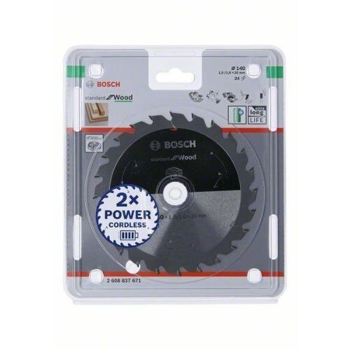  Kreissägeblätter Standard for Wood für Akku-Handkreissägen Bosch Kreissägeblatt für Akkusägen Standard for Wood, 140 x 1,5/1 x 20, 24 Zähne, für Handkreissägen 12373236