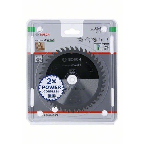  Kreissägeblätter Standard for Wood für Akku-Handkreissägen Bosch Kreissägeblatt für Akkusägen Standard for Wood, 140 x 1,5/1 x 20, 42 Zähne, für Handkreissägen 12373235