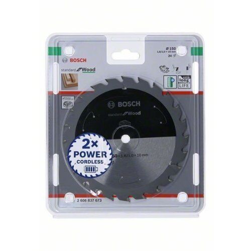  Kreissägeblätter Standard for Wood für Akku-Handkreissägen Bosch Kreissägeblatt für Akkusägen Standard for Wood, 150 x 1,6/1 x 10, 24 Zähne, für Handkreissägen 12373219