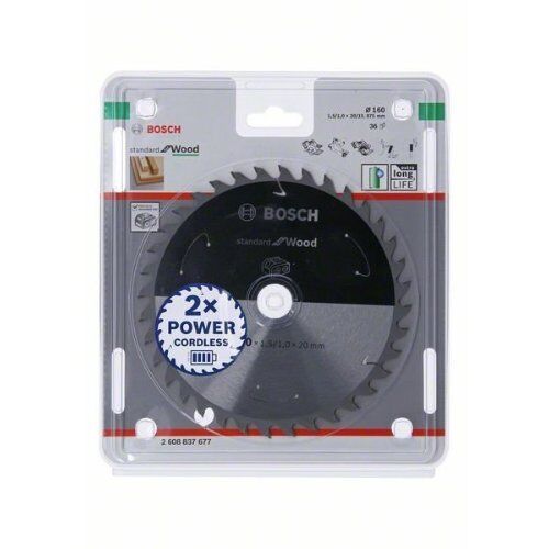  Kreissägeblätter Standard for Wood für Akku-Handkreissägen Bosch Kreissägeblatt für Akkusägen Standard for Wood, 160 x 1,5/1 x 20, 36 Zähne, für Handkreissägen 12373243