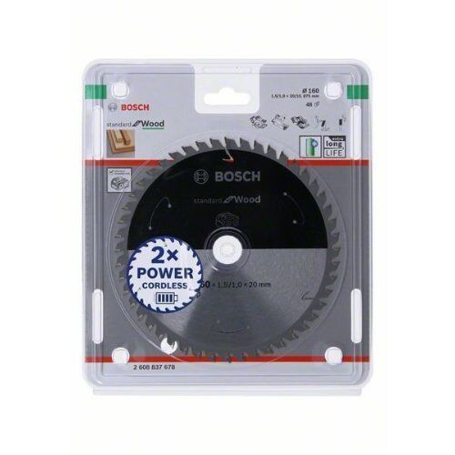  Kreissägeblätter Standard for Wood für Akku-Handkreissägen Bosch Kreissägeblatt für Akkusägen Standard for Wood, 160 x 1,5/1 x 20, 48 Zähne, für Handkreissägen 12373248
