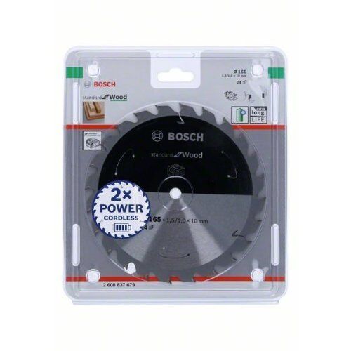  Kreissägeblätter Standard for Wood für Akku-Handkreissägen Bosch Kreissägeblatt für Akkusägen Standard for Wood, 165 x 1,5/1 x 10, 24 Zähne, für Handkreissägen 12373232