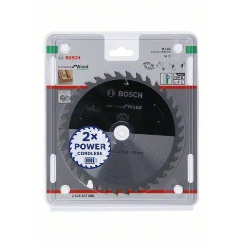  Kreissägeblätter Standard for Wood für Akku-Handkreissägen Bosch Kreissägeblatt für Akkusägen Standard for Wood, 165 x 1,5/1 x 20, 36 Zähne, für Handkreissägen 12373241