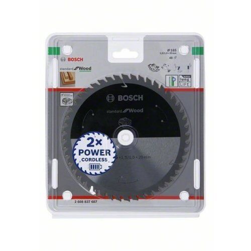  Kreissägeblätter Standard for Wood für Akku-Handkreissägen Bosch Kreissägeblatt für Akkusägen Standard for Wood, 165 x 1,5/1 x 20, 48 Zähne, für Handkreissägen 12373247
