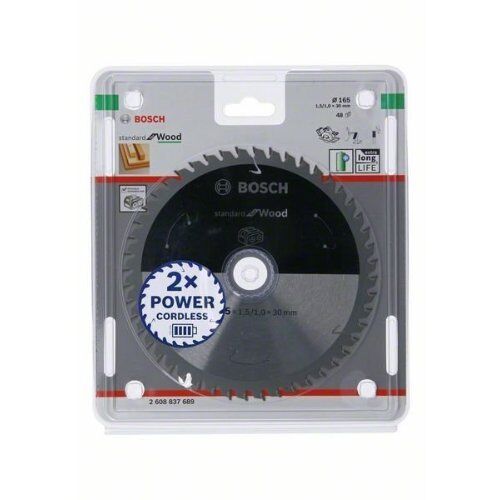  Kreissägeblätter Standard for Wood für Akku-Handkreissägen Bosch Kreissägeblatt für Akkusägen Standard for Wood, 165 x 1,5/1 x 30, 48 Zähne, für Handkreissägen 12373233