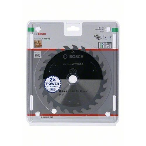  Kreissägeblätter Standard for Wood für Akku-Handkreissägen Bosch Kreissägeblatt für Akkusägen Standard for Wood, 173 x 1,5/1 x 20, 24 Zähne, für Handkreissägen 12373237
