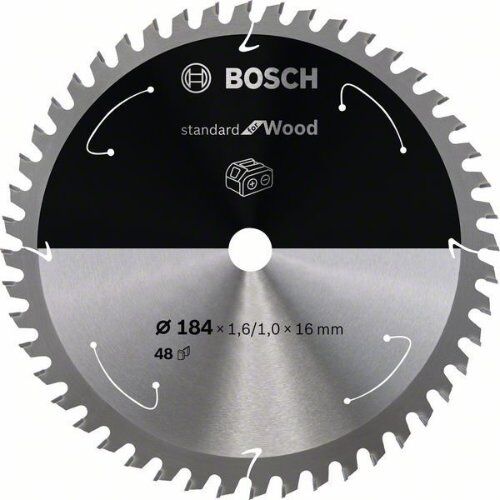  Kreissägeblätter Standard for Wood für Akku-Gehrungssägen Bosch Kreissägeblatt für Akkusägen Standard for Wood, 184 x 1,6/1 x 16, 48 Zähne, für Kapp- und Gehrungssägen 12373263