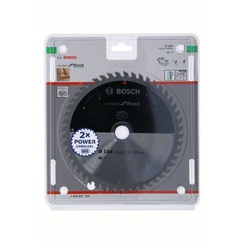  Kreissägeblätter Standard for Wood für Akku-Handkreissägen Bosch Kreissägeblatt für Akkusägen Standard for Wood, 184 x 1,6/1,1 x 20, 48 Zähne, für Handkreissägen 12373230