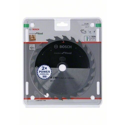  Kreissägeblätter Standard for Wood für Akku-Handkreissägen Bosch Kreissägeblatt für Akkusägen Standard for Wood, 190 x 1,6/1,1 x 20, 24 Zähne, für Handkreissägen 12373229