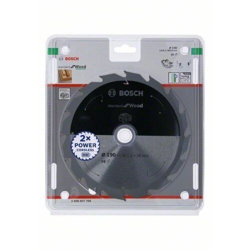  Kreissägeblätter Standard for Wood für Akku-Handkreissägen Bosch Kreissägeblatt für Akkusägen Standard for Wood, 190 x 1,6/1,1 x 30, 16 Zähne, für Handkreissägen 12373226