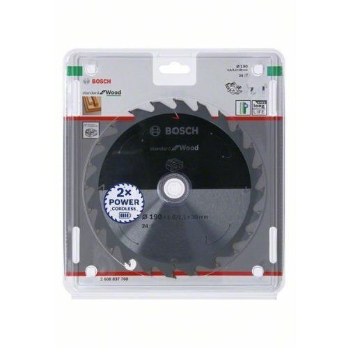  Kreissägeblätter Standard for Wood für Akku-Handkreissägen Bosch Kreissägeblatt für Akkusägen Standard for Wood, 190 x 1,6/1,1 x 30, 24 Zähne, für Handkreissägen 12373249