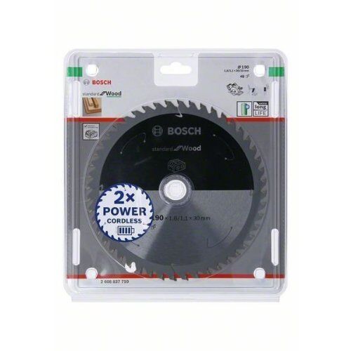  Kreissägeblätter Standard for Wood für Akku-Handkreissägen Bosch Kreissägeblatt für Akkusägen Standard for Wood, 190 x 1,6/1,1 x 30, 48 Zähne, für Handkreissägen 12373234
