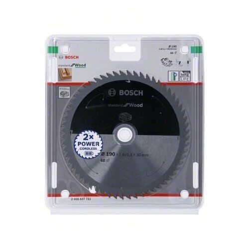  Kreissägeblätter Standard for Wood für Akku-Handkreissägen Bosch Kreissägeblatt für Akkusägen Standard for Wood, 190 x 1,6/1,1 x 30, 60 Zähne, für Handkreissägen 12373223