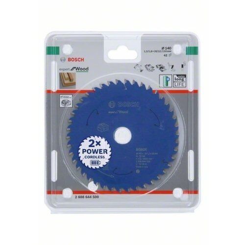  Kreissägeblätter Expert for Wood für Akku-Handkreissägen Bosch Kreissägeblatt für Akkusägen Expert for Wood, 140 x 1,8/1,3 x 20, 42 Zähne, für Handkreissägen 12373020