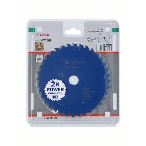  Kreissägeblätter Expert for Wood für Akku-Handkreissägen Bosch Kreissägeblatt für Akkusägen Expert for Wood, 165 x 1,5/1 x 20, 36 Zähne, für Handkreissägen 12373029