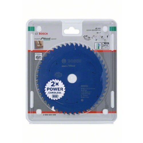  Kreissägeblätter Expert for Wood für Akku-Handkreissägen Bosch Kreissägeblatt für Akkusägen Expert for Wood, 165 x 1,5/1 x 20, 48 Zähne, für Handkreissägen 12373017