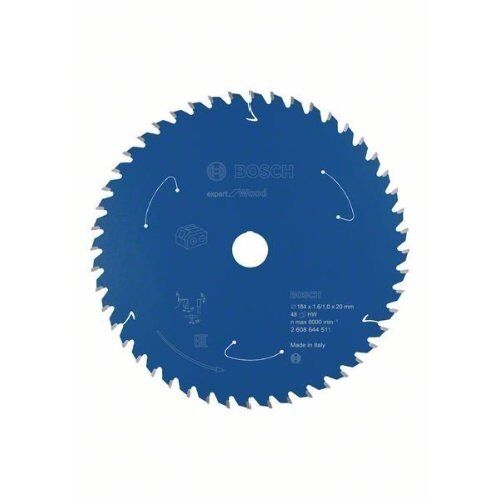  Kreissägeblätter Expert for Wood für Akku-Handkreissägen Bosch Kreissägeblatt für Akkusägen Expert for Wood, 184 x 1,6/1 x 20, 48 Zähne, für Handkreissägen 12373025