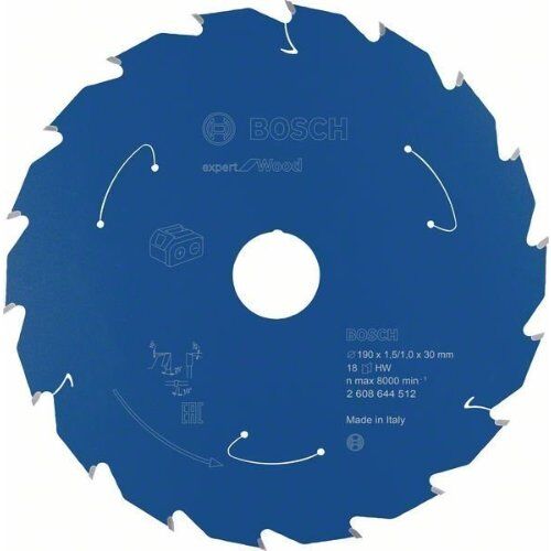 Kreissägeblätter Expert for Wood für Akku-Handkreissägen Bosch Kreissägeblatt für Akkusägen Expert for Wood, 190 x 1,5/1 x 30, 18 Zähne, für Handkreissägen 12373026