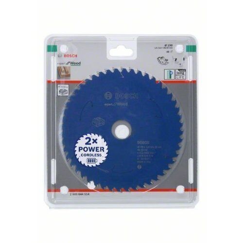  Kreissägeblätter Expert for Wood für Akku-Handkreissägen Bosch Kreissägeblatt für Akkusägen Expert for Wood, 190 x 1,5/1 x 30, 48 Zähne, für Handkreissägen 12373027