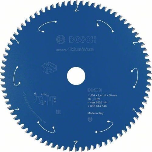  Kreissägeblätter Expert for Aluminium für Akkutischkreissägen Bosch Kreissägeblatt für Akkusägen Expert for Aluminium, 254 x 2,4/1,8 x 30, 78 Zähne, für Tischsägen 12373180