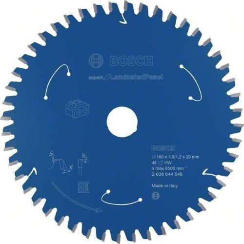  Kreissägeblätter Expert for Laminated Panel für Akku-Handkreissägen Bosch Kreissägeblatt für Akkusägen Expert for Laminated Panel, 160 x 1,8/1,2 x 20, 48 Zähne, für Handkreissägen 12373086